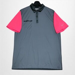Nike Tour Performance Dri Fit Golf Polo Shirt Men's Medium Colorblock Gray Pink